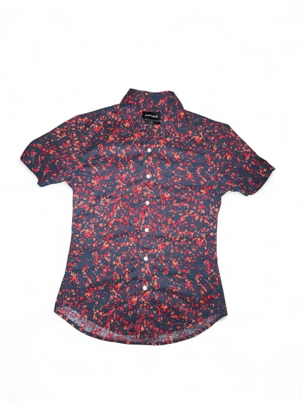 Bonobos Navy Short-Sleeve Button-Down with Floral Print